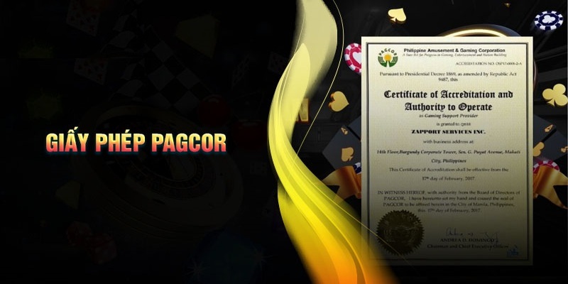 Giấy phép hoạt động do PAGCOR ban hành cho BK88