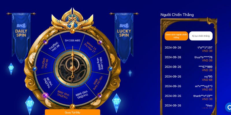 Vòng quay may mắn tại BK8